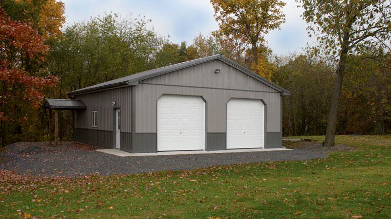 two overhead garage door grey tone building