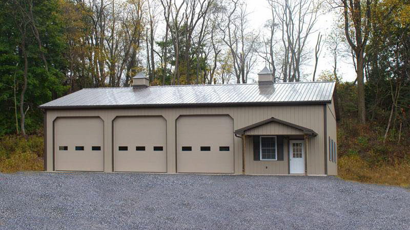 three overhead door beige building