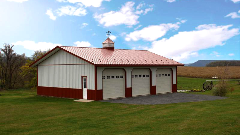 three overhead door red and white building