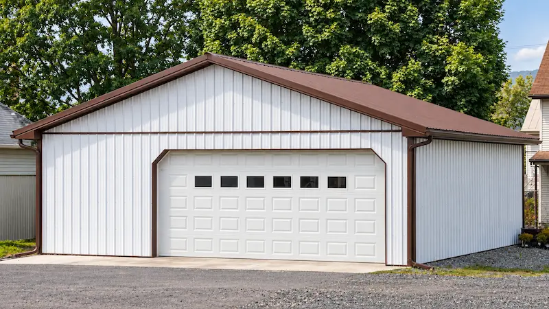 30×32 residential garage with an 18-foot-wide overhead door