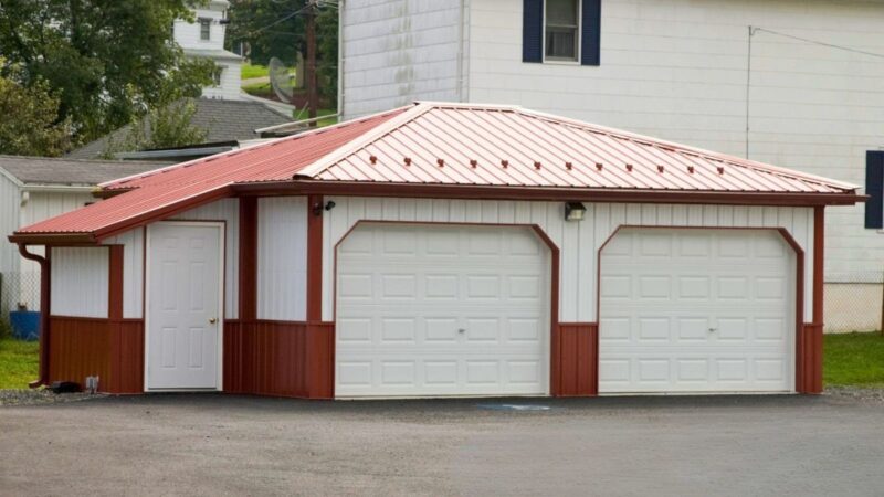 137-Commercial Pole Building – 24x20 Mini Storage Units 24x20 commercial pole building with mini storage units bright white walls scarlet red roof utility room and hipped gables