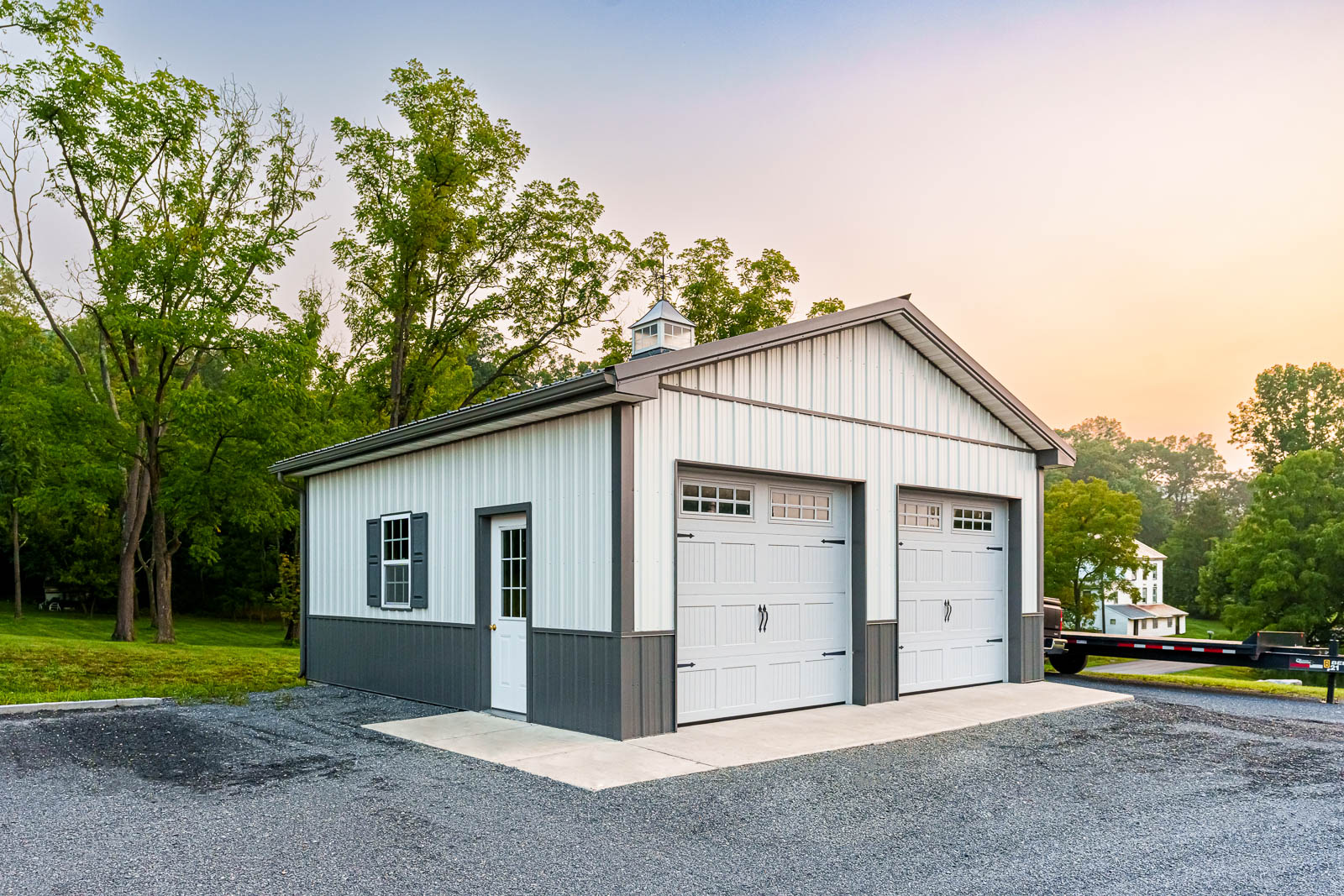 gray wainscot two garage door building gray wainscot two garage door building