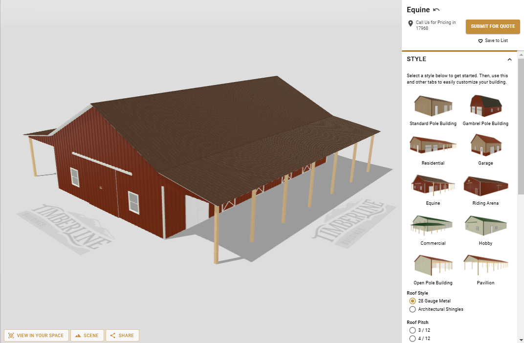 rendering of a equine pole building