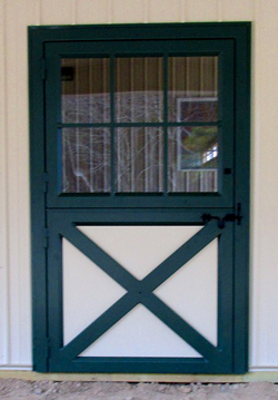 green and white dutch door with windows