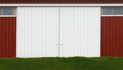 typical sliding door with metal siding