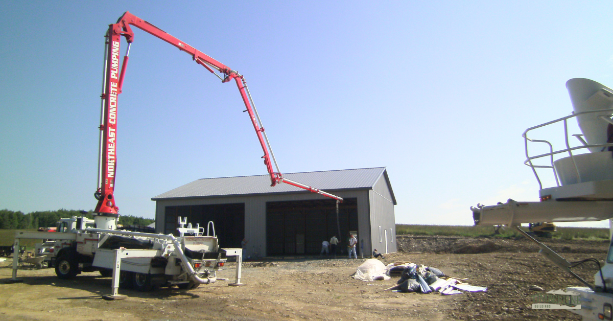 concrete-access-for-pole-building pole barn concrete access, construction site access, material delivery for buildings, concrete floor prep, rural construction truck access