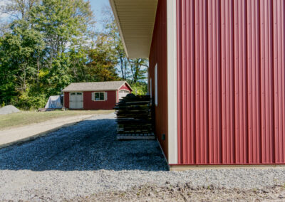 30'x48'x12'4" Pole Building 10x48 lean-to, ceiling liner, wrapped beam, exposed Y-braces