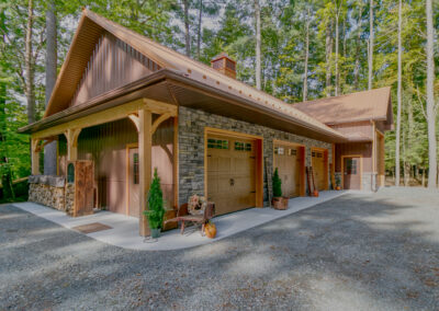 28'x40'x10' Pole Building - attached 16'x36'x14', Reverse Gable (valley) attachment for boat storage