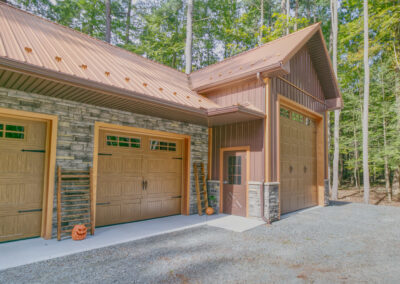 28'x40'x10' Pole Building - attached 16'x36'x14', Reverse Gable (valley) attachment for boat storage