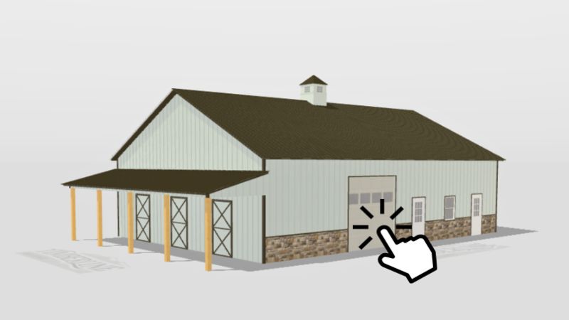 Equine Pole Building in Pennsylvania with Lean-To and Dutch Doors