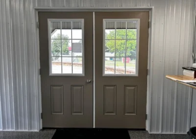 Entry doors installed in a custom pole building