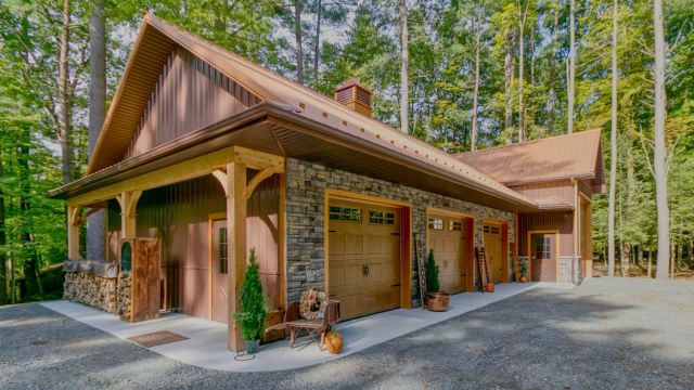 Pole barn garage doors showing site access and layout planning