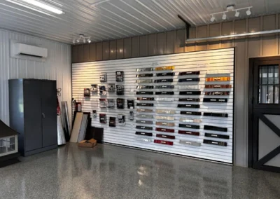 Pole building interior showroom by Timberline Buildings in PA