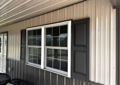 Pole building window and siding detail by Timberline Buildings
