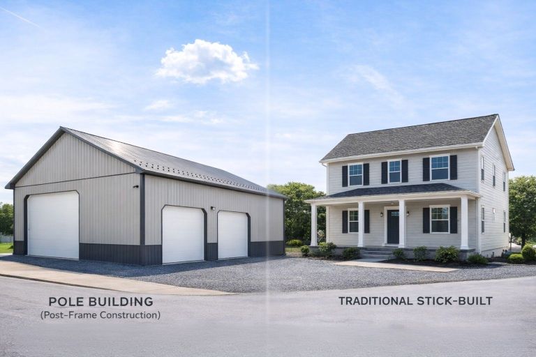 Pole building vs traditional construction comparison in Pennsylvania