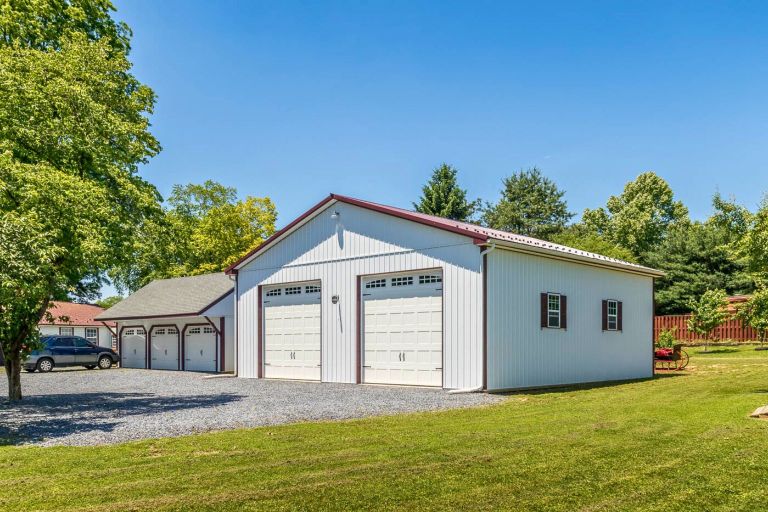 24x32 pole barn exterior view showing site layout and access