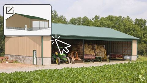 135-Agricultural Pole Building Design – Farm Storage & Barn Layout Agricultural pole building design for barn and farm storage with open bay structure