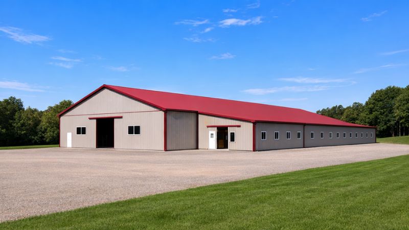 80x200 indoor riding arena horse barn with attached equine facility