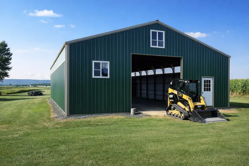 pole barn equipment storage layout example Pennsylvania farm