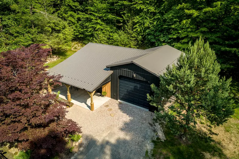 metal roofing system on pole barn structure