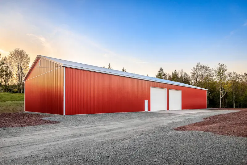 Completed post-frame pole building used for agricultural storage in Pennsylvania