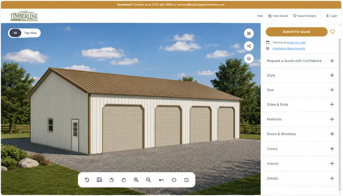 40′ x 60′ farm equipment storage building 3D design