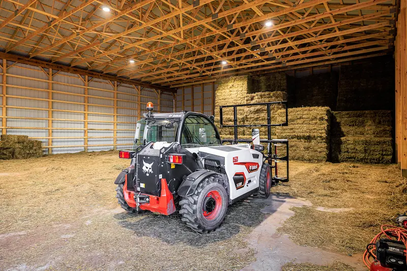 Hay storage inside a clear-span post-frame building