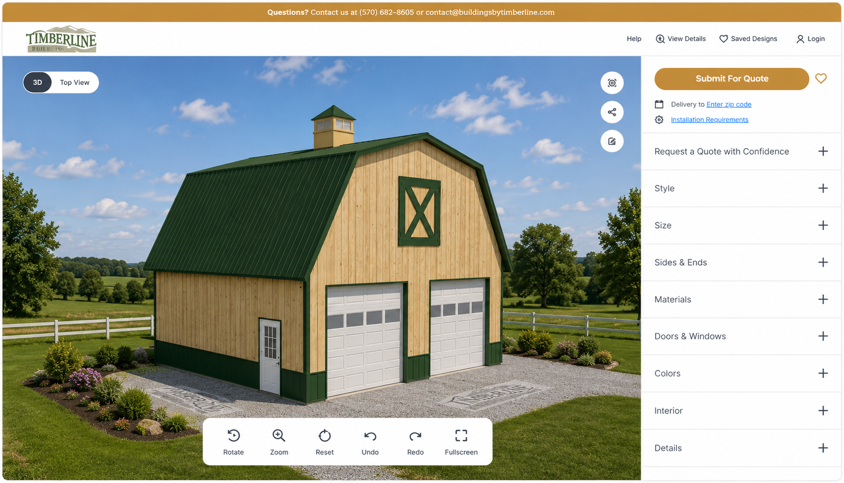 28×30 Woodland Carriage Barn 3D Design