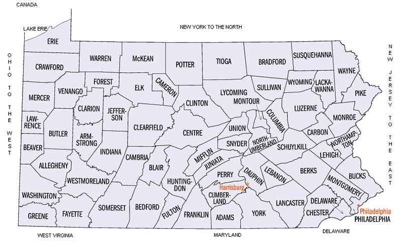 Map of PA